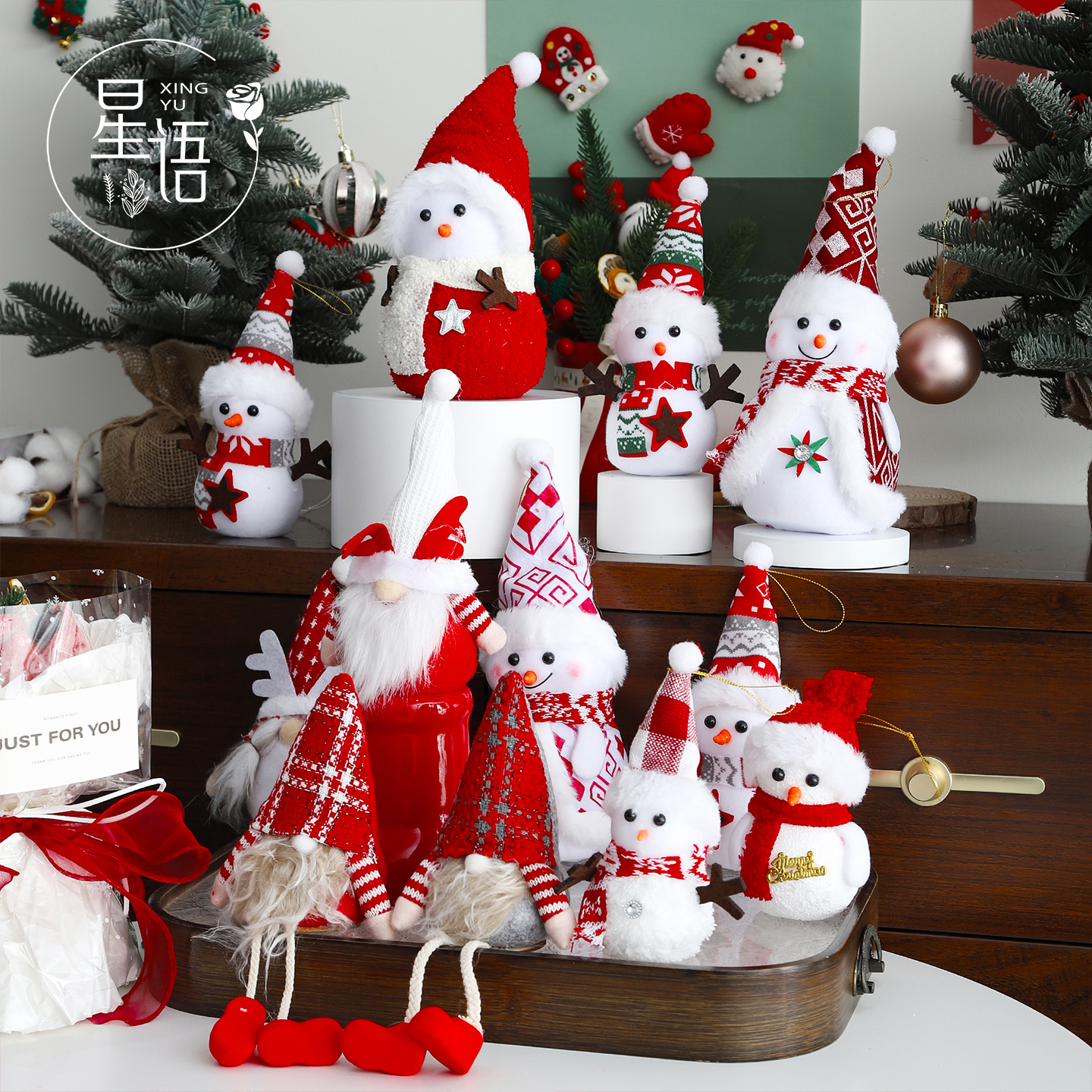 圣诞节雪人公仔摆件圣诞树装饰品