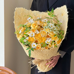 星语 云麻丝纤维纸乱麻纸鲜花花束包装纸自然毛边包花纸diy包装