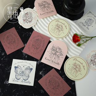 星语 复古玫瑰物语挂卡法式卡片花束装饰卡鲜花礼品卡花艺礼卡diy