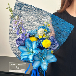 星语 草编网纤维纸硬麻丝纸鲜花花束包装纸高级纹理感镂空包花纸