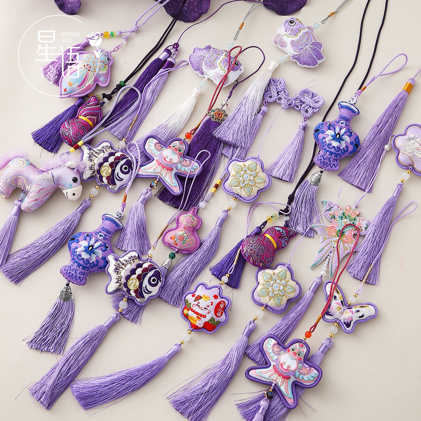 星语 2026马年紫色系香包年宵节精美刺绣香囊配饰春节氛围diy挂饰,鲜花速递/花卉仿真/绿植园艺,花艺材料,淘宝优惠券,粉丝福利购,淘宝优惠卷