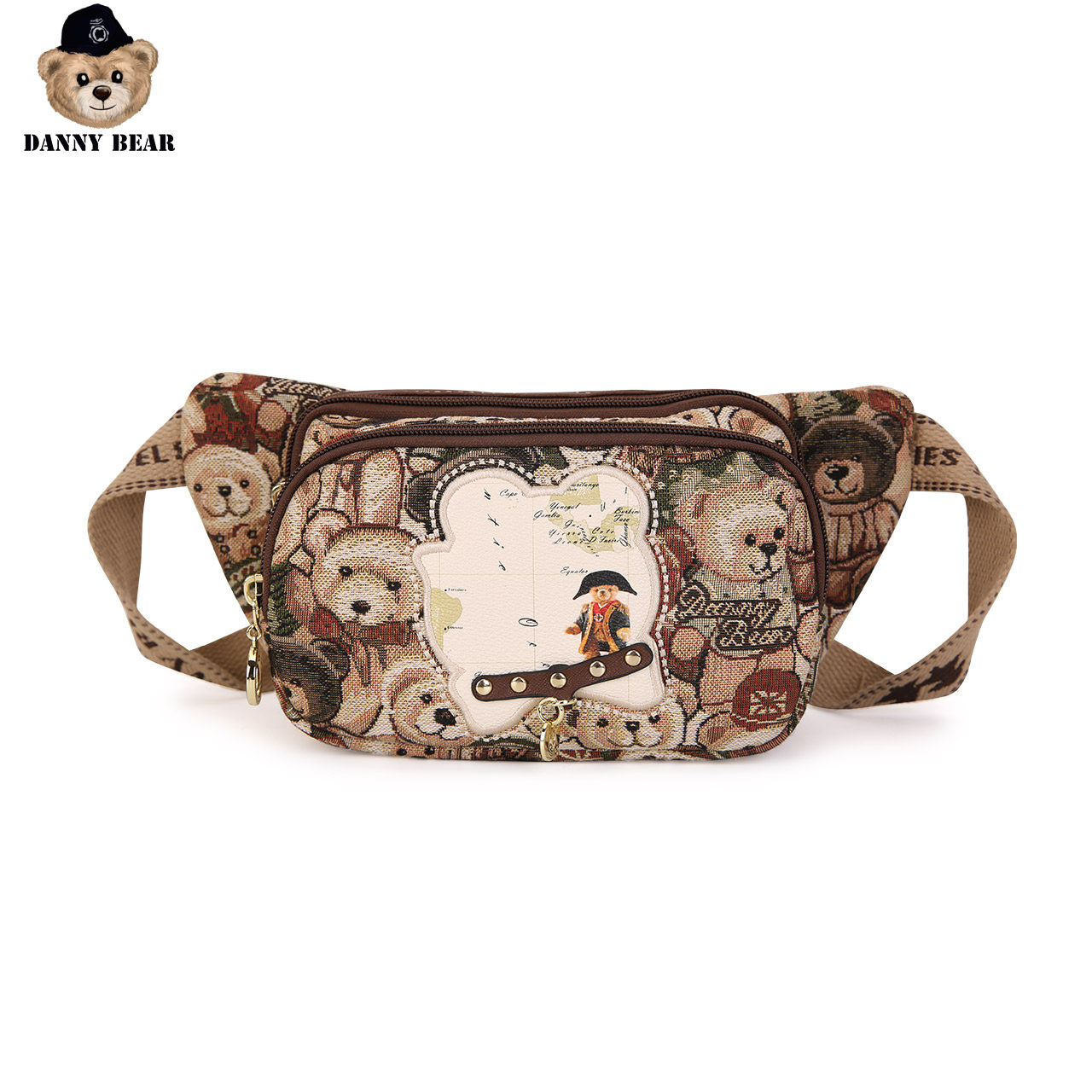 丹尼熊户外运动腰包迷彩绿小熊胯包旅行男女可调节腰包DTB9915065