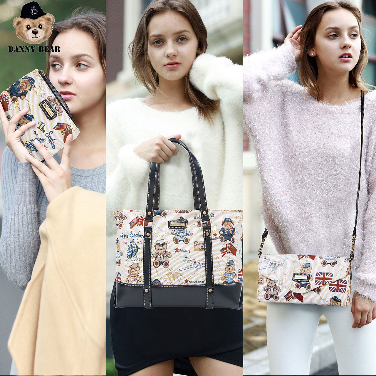 丹尼熊新三件套单肩包斜挎链条小包手拿包组合套装包女DBTV765075