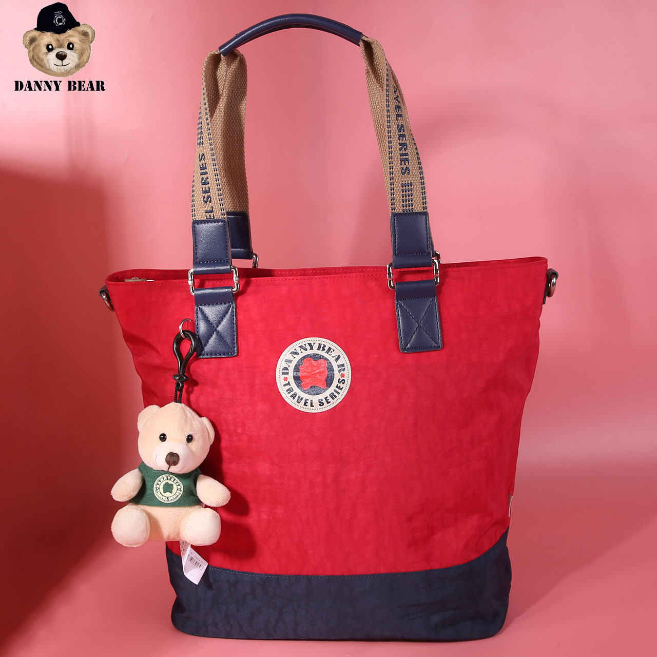 丹尼熊新品单肩包袋大容量旅行购物包袋女 拼色英伦风DMB9118020