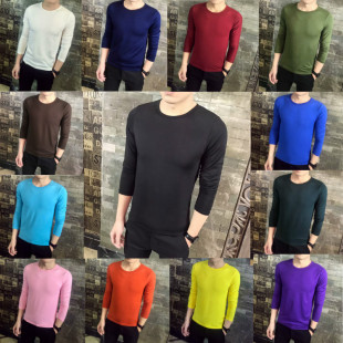 t恤男10 长袖 15元 内衣纯色薄款 宽松 男士 上衣服内搭针织大码 打底衫