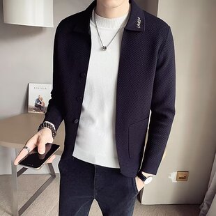 2022新款韩版潮流精神小伙潮牌针织线衣外套网红开衫毛衣男春秋季