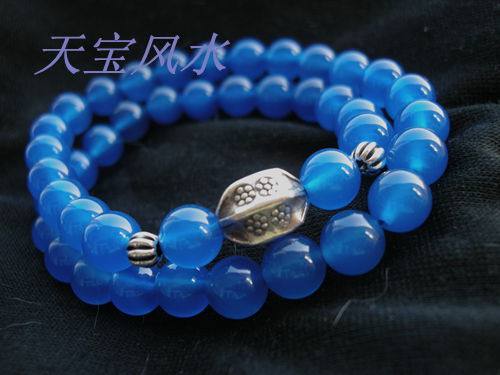 私设计珠宝  巴西AAA冰种蓝玉髓 复古泰银   女士手钏