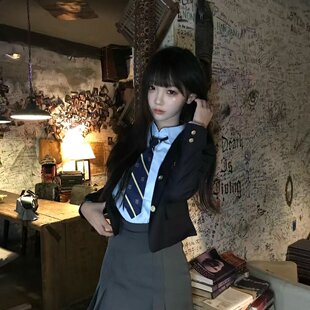 清潭国际高中韩国校服韩国制服校供感学院风jk套装