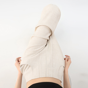 实拍亚麻阔腿裤春夏季薄款高腰垂感老钱风西装职业女裤套装长裤