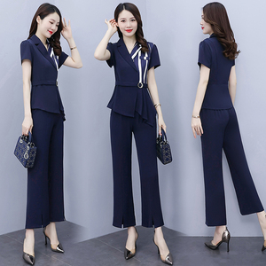 RM16403#夏季职业套装女 新款气质减龄洋气时尚妈妈高级感阔腿裤两件套