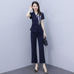 RM16403#夏季职业套装女 新款气质减龄洋气时尚妈妈高级感阔腿裤两件套