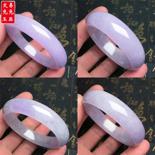 缅甸冰紫翡翠玉手镯 紫罗兰翡翠玉镯 冰飘浓紫色玉手环 大紫玉镯