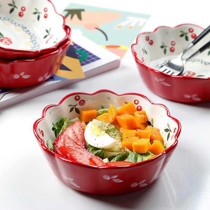 樱桃可爱单个布丁碗舒芙蕾烤碗陶瓷小碗沙拉碗麦片碗早餐碗焗饭碗