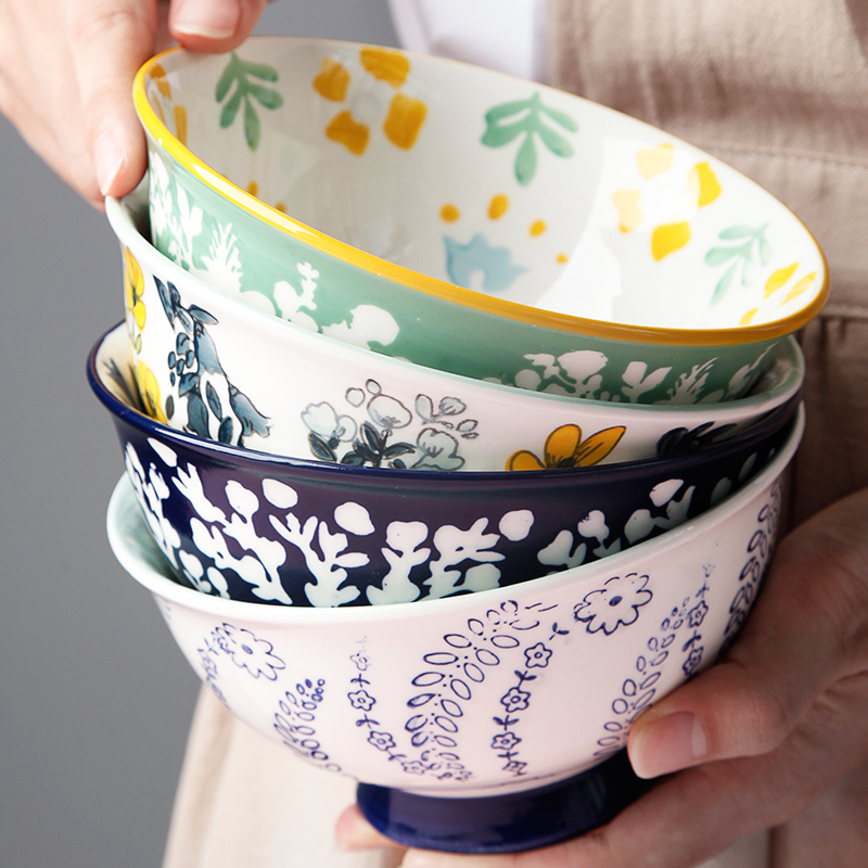 华孚日式6英寸陶瓷高脚碗沙拉碗