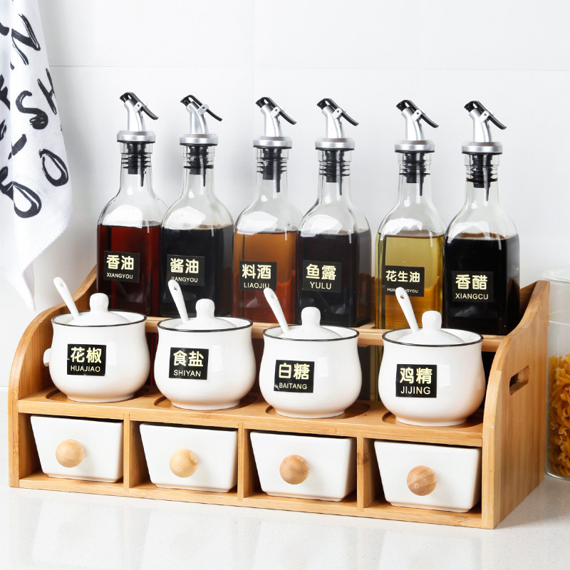 厨房玻璃调料盒套装油瓶组合装双层置物架陶瓷调味罐盐罐调料瓶在类目 厨房/烹饪用具, 厨用小工具/厨房储物, 储物瓶罐/厨房储物器皿, 调味瓶罐中 - 来自Buy2taobao.com提供专业的淘宝代购服务
