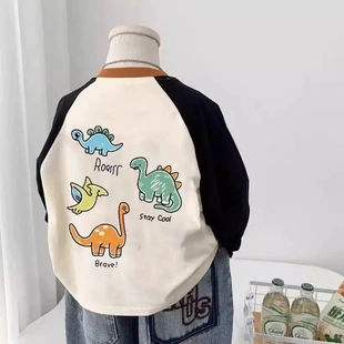 男童纯棉长袖T恤恐龙男宝儿童打底衫薄款内搭全棉春秋新款包邮