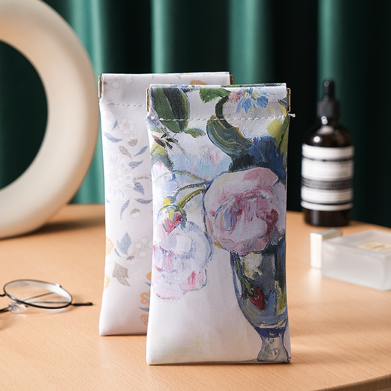 印花眼镜袋女墨镜太阳镜眼镜收纳盒男便携弹片自动闭合收纳包抗压