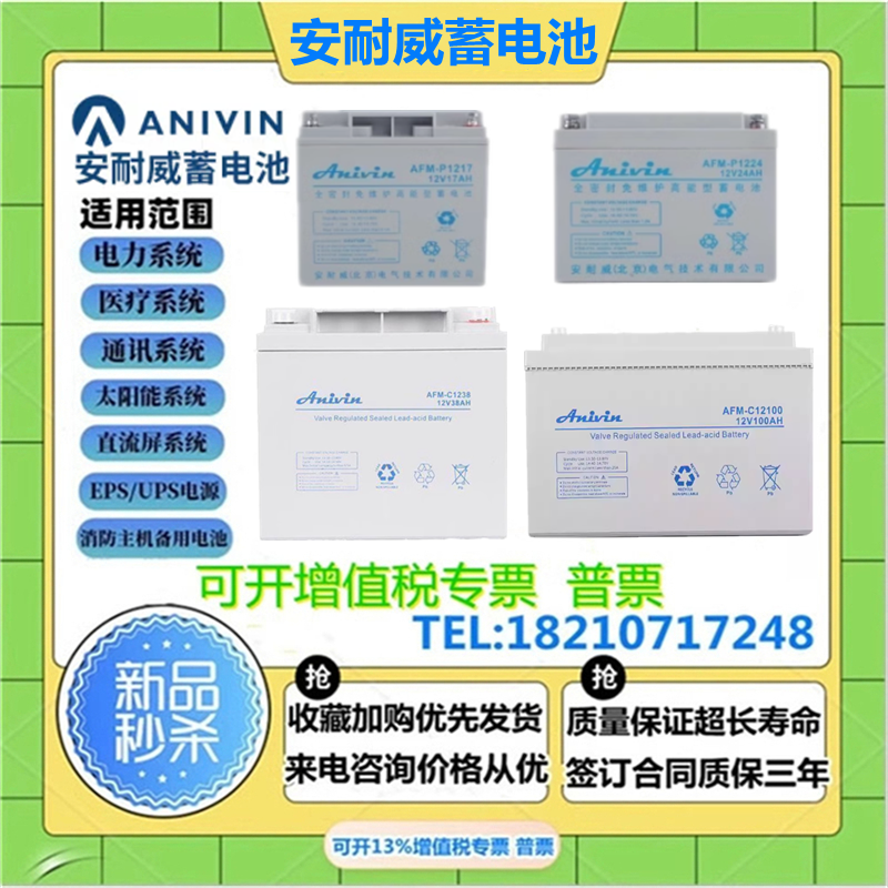 安耐威蓄电池UPS机房后备12V24AH