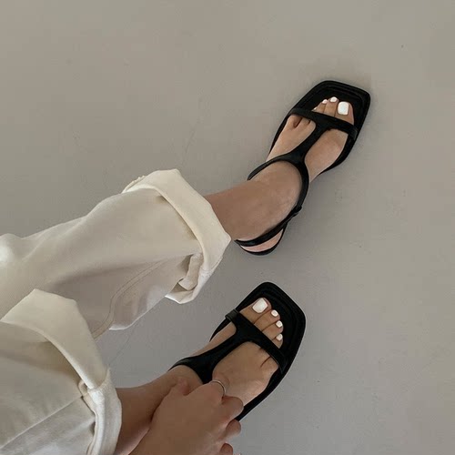 工字型复古罗马凉鞋女