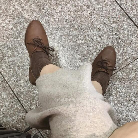 小皮鞋低跟英伦风棕色单鞋女