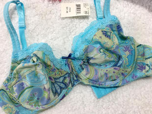 出口大牌法国原单外贸大码 夏威夷网纱超薄胖MM蕾丝柔软文胸34D75B