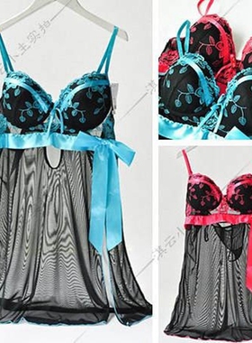 出口余单网纱睡裙性感刺绣小夜衣情趣大码内衣大罩杯105-125BCDEF