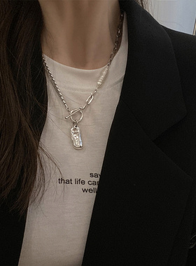 韩国做旧风不规则珍珠颈链