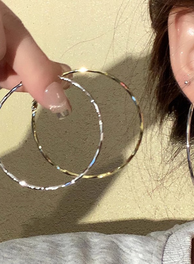 925银针大圈圈耳环女ins2025年新款潮小众设计高级感轻奢耳圈耳饰