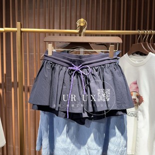 休闲假两件层次感抽绳BM辣妹短裤 女装 UX2025夏季 ins 新款