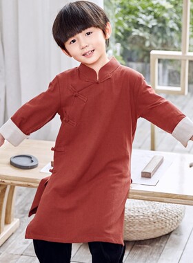 长袍女童汉服棉麻儿童唐装相声