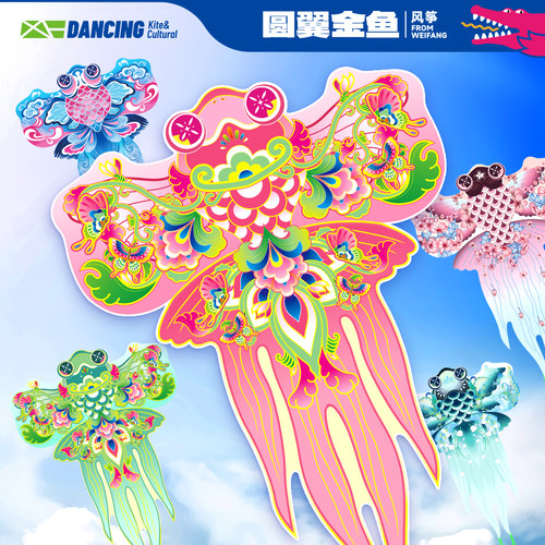 2026新款圆翼浮光锦鲤风筝微风易飞网红卡通儿童手持大人专用高档