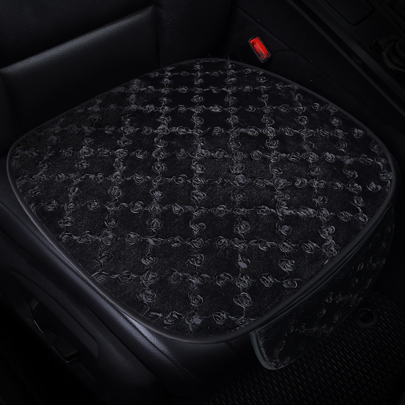 汽车坐垫冬季毛绒无靠背保暖单个小车前排毛绒加厚单片座垫三件套