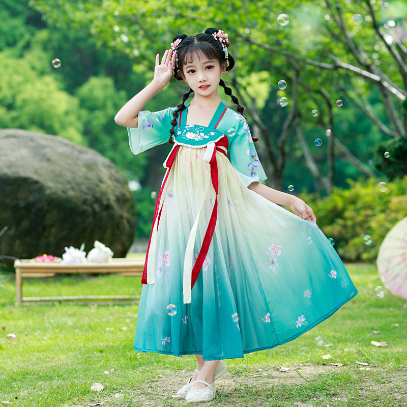 汉服女童夏款古装连衣裙夏季儿童女款古风唐装裙子女孩夏装公主裙