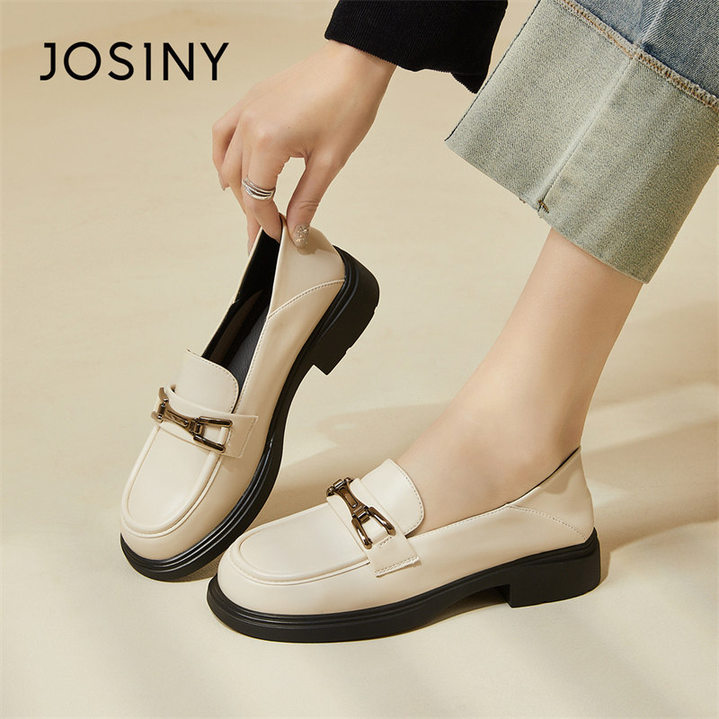 josiny/卓诗尼乐福鞋女2024新款春季英伦百搭浅口单鞋一脚蹬女鞋