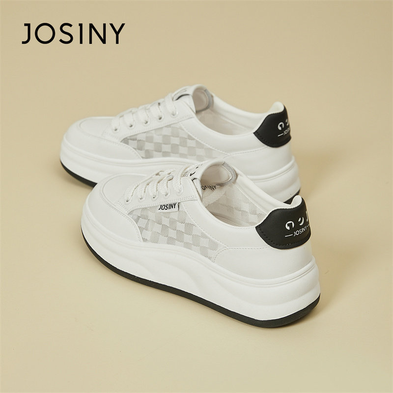 josiny/卓诗尼板鞋女2024新款春秋季厚底超火小白鞋休闲运动女鞋