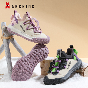 Abckids童鞋冬季加绒男童女童时尚潮流运动跑步鞋保暖耐磨休闲鞋