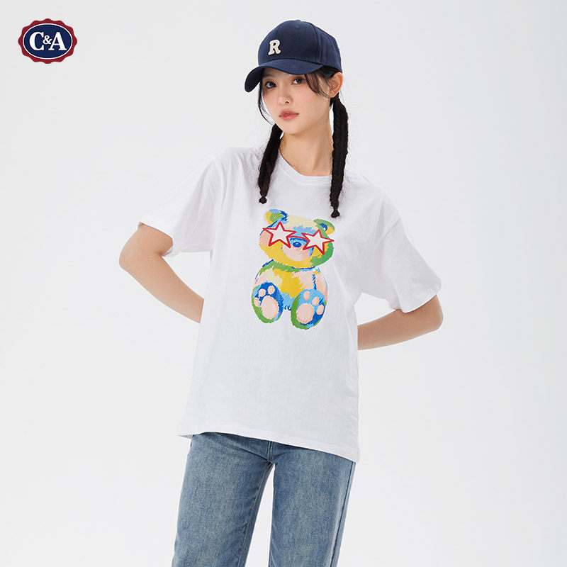 C&A小熊纯棉宽松短袖t恤女2023年夏季新款可爱童趣舒适上衣.E192属于什么档次？