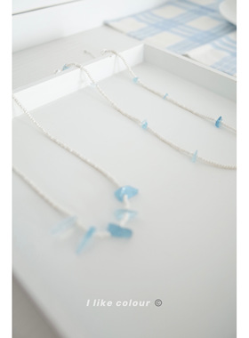 海蓝宝米珠串珠项链手链夏天饰品