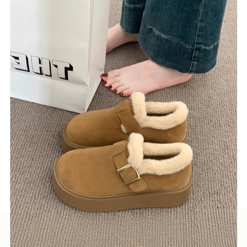 厚底加绒豆豆勃肯鞋女2025年新款冬季外穿毛毛鞋子保暖棉鞋雪地靴