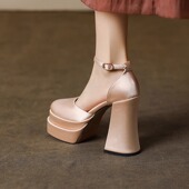 小个子厚底粗跟防水台玛丽珍高跟鞋 主婚纱婚鞋 专用增高神器新款 女