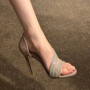 小眾仙女細跟涼鞋 新款 絕美閃片高跟鞋 女2025新款 設計感不累腳單鞋