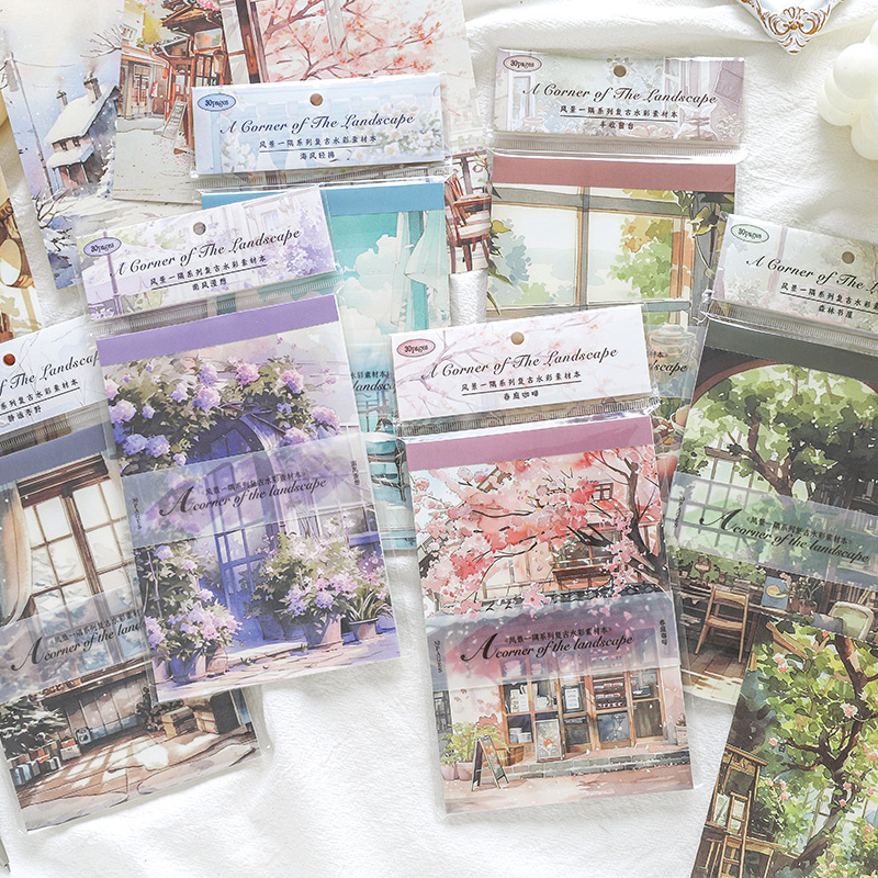 花园一角复古手帐素材背景纸