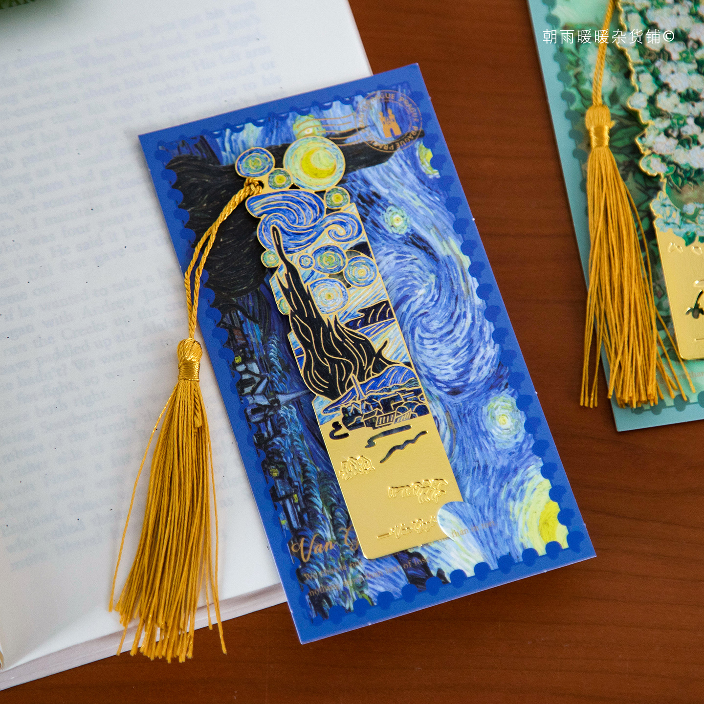 梵高莫奈油画镂空金属书签
