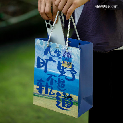 朝雨 浪漫文字礼品袋手提袋小号中国风文艺治愈生日礼物包装袋ins
