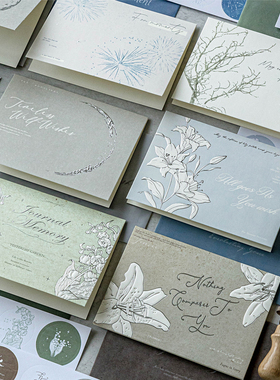 浪漫铃兰贺卡高级感凸版立体浮雕植物鲜花图案祝福手写卡片礼物