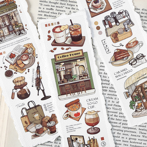 复古咖啡美食生活日常造景贴纸