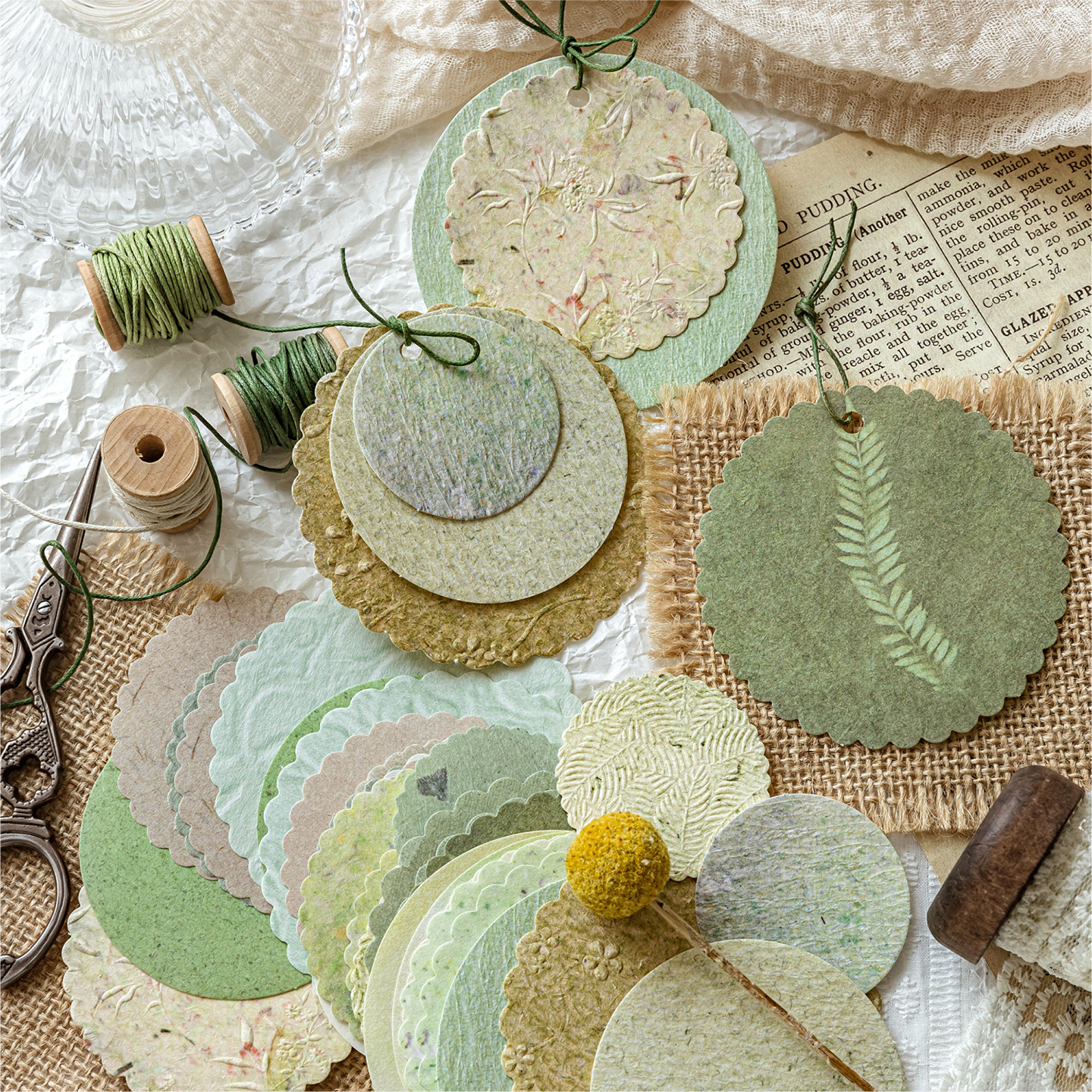 复古特种纸圆形手帐素材纸背景纸