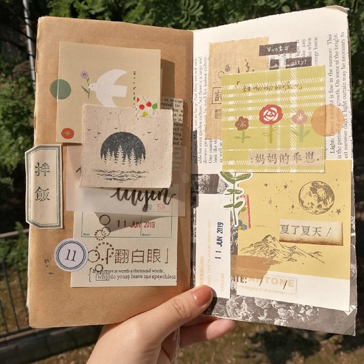 复古纹理特种纸手帐拼贴本