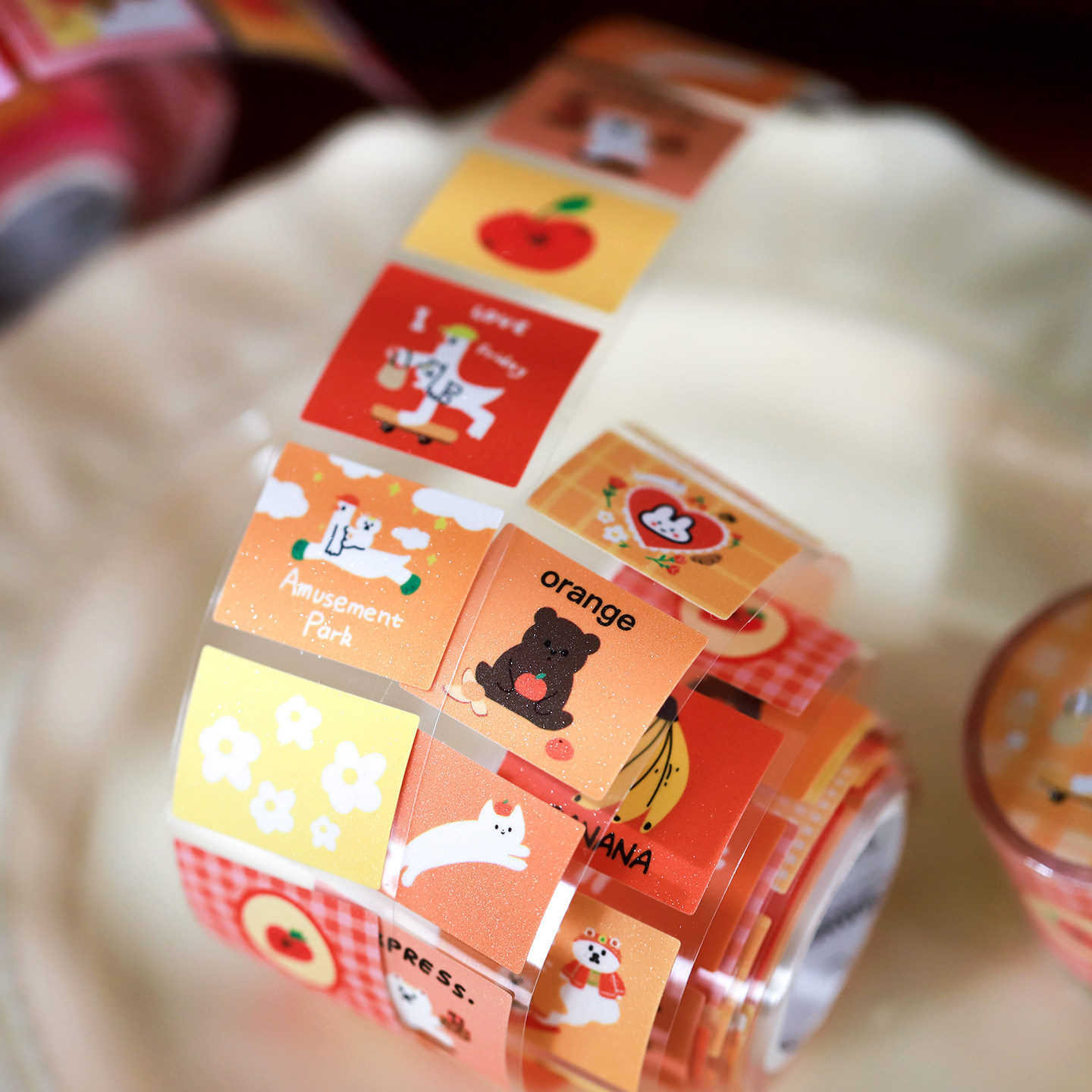 朝雨 猫咪涂鸦手帐胶带高颜值可爱动物装饰小图案透明防水pet贴纸