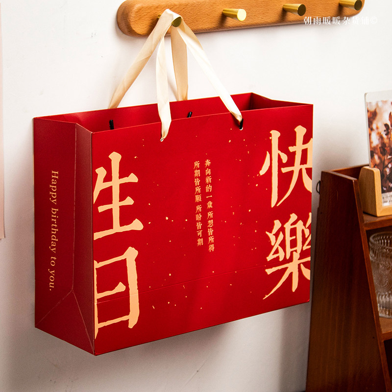 朝雨 生日礼品袋大号礼品包装袋ins风文艺国风高级感礼物手提袋